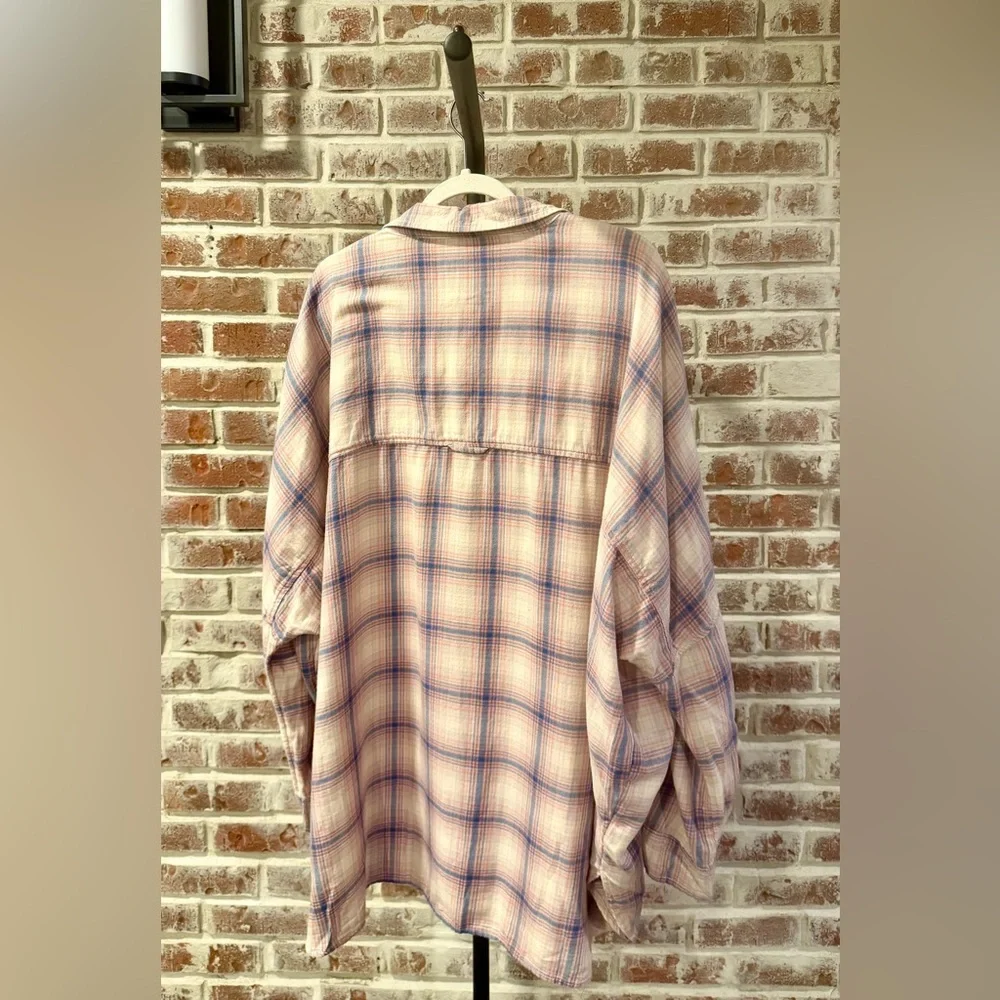 American Eagle Outfitters Women’s Casual Plaid Shirt - Pink and Blue XL - Picture 2 of 4